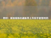 野村：新加坡核心通胀率上升似乎是暂时的