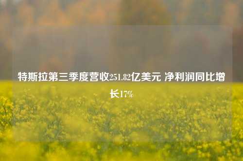 特斯拉第三季度营收251.82亿美元 净利润同比增长17%