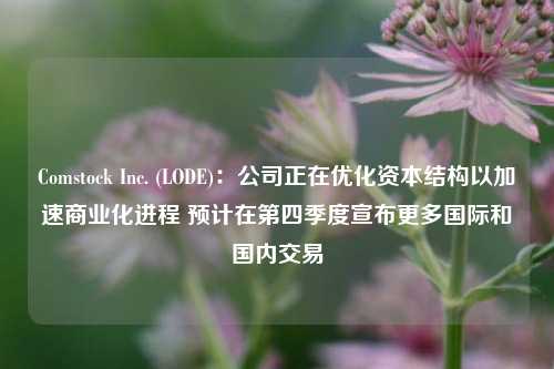 Comstock Inc. (LODE)：公司正在优化资本结构以加速商业化进程 预计在第四季度宣布更多国际和国内交易