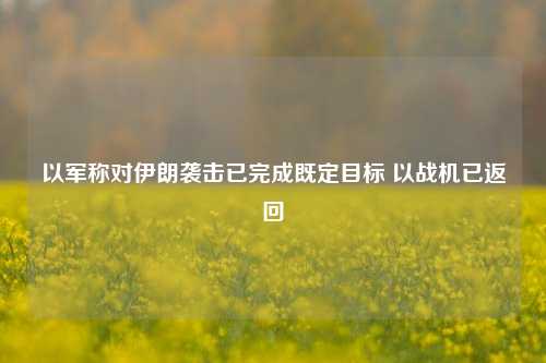 以军称对伊朗袭击已完成既定目标 以战机已返回