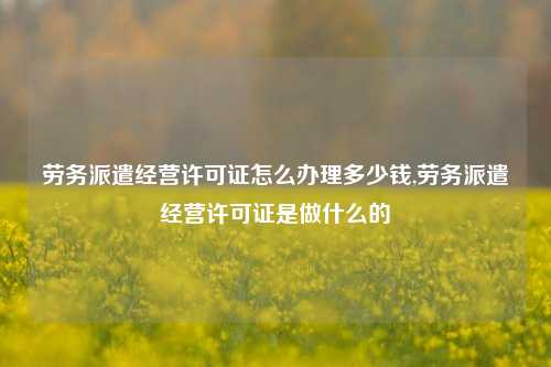 劳务派遣经营许可证怎么办理多少钱,劳务派遣经营许可证是做什么的