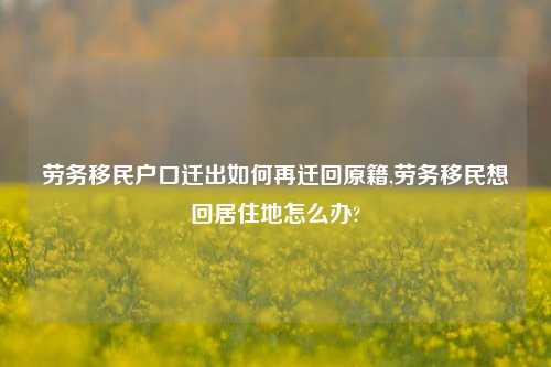 劳务移民户口迁出如何再迁回原籍,劳务移民想回居住地怎么办?