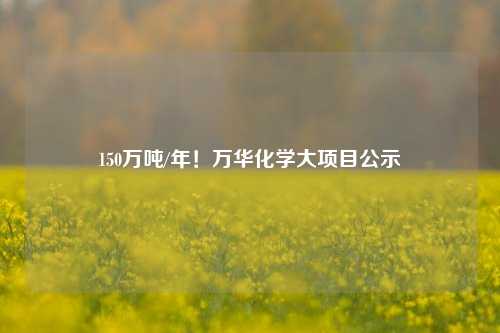 150万吨/年！万华化学大项目公示