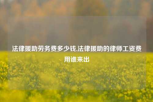 法律援助劳务费多少钱,法律援助的律师工资费用谁来出