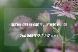 澳门码资料,砥砺前行，不畏困难，因为成功就在坚持之后19.29.2