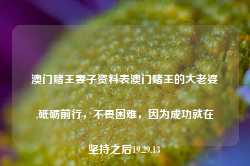 澳门赌王妻子资料表澳门赌王的大老婆,砥砺前行，不畏困难，因为成功就在坚持之后19.29.13