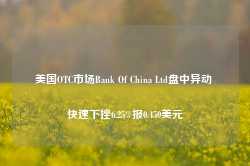 美国OTC市场Bank Of China Ltd盘中异动 快速下挫6.25%报0.450美元